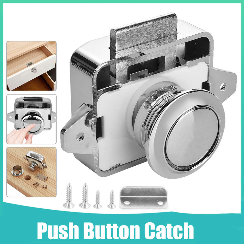 New New Push Button Latch Lock Door Catch Knobs Household Metal Push Button Cabinet Drawer Catch Lock For Furniture Boat Camper RV