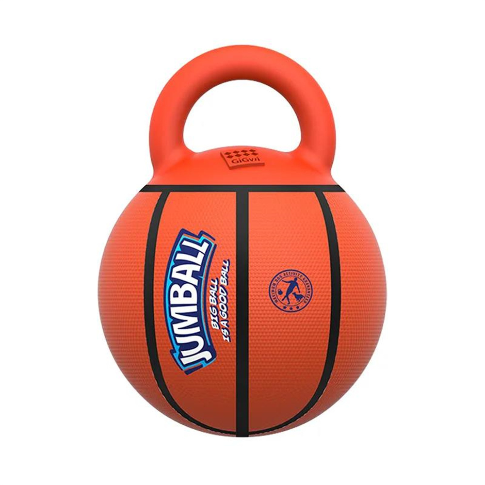 Pet Dog Toy Ball Bite-Resistant Basketball Rubber Handle Indestructible Large Dog Training Interactive Game Ball Toy 20cm