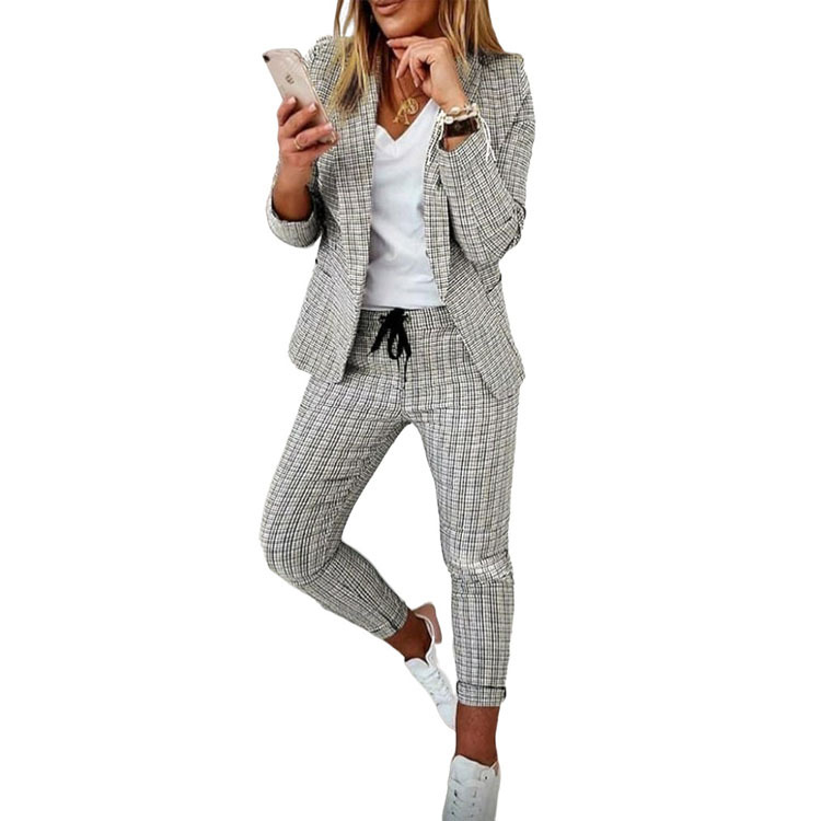 Womens Two Piece Pants Spring Fashion Ladies Pant Suit Formal Women Office Casual Work Wear Blazer And Trouser Temperament Set