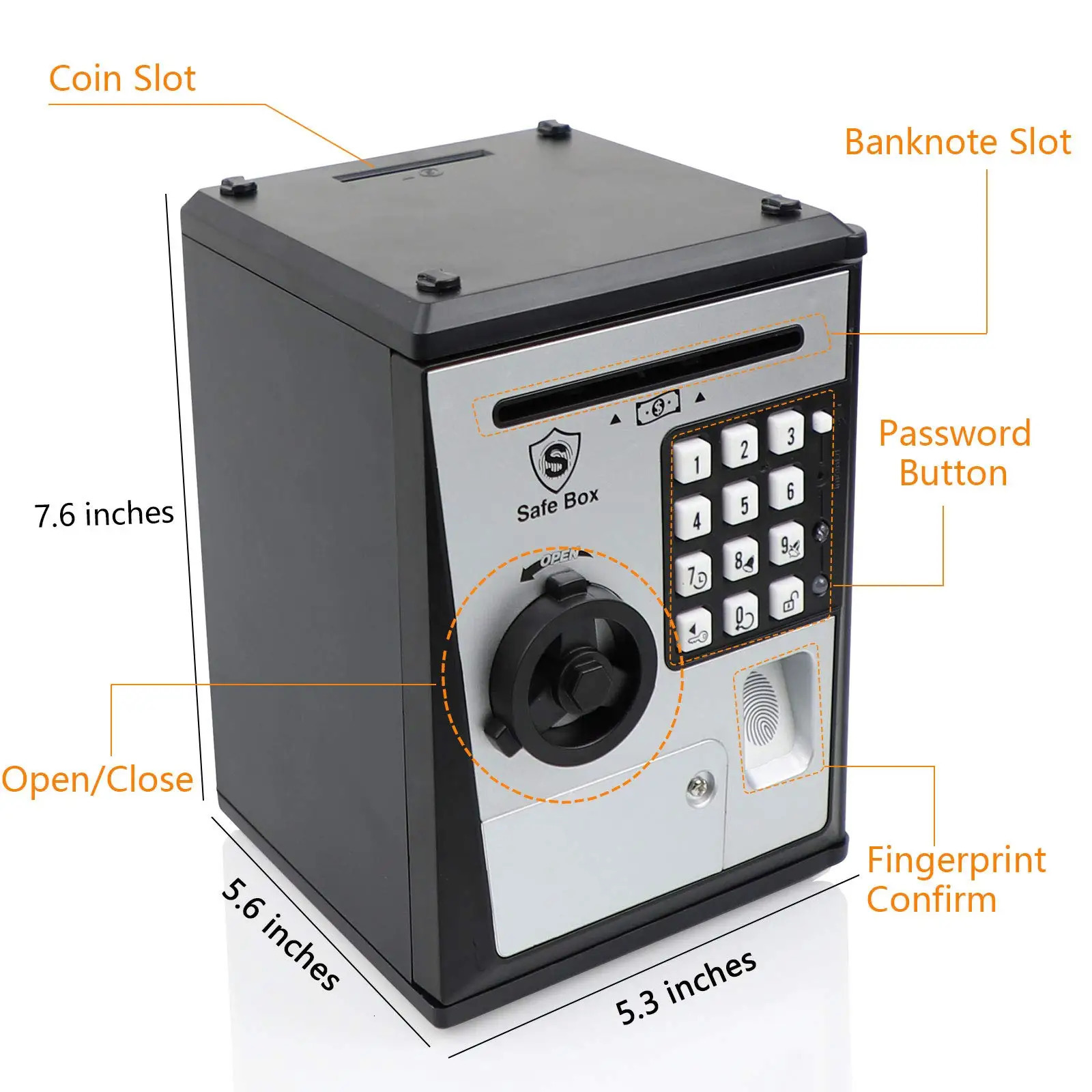ATM Savings Bank for Real Money Electronic Voice Piggy Banks Fingerprint Password Kids Safe Box Cool Stuff Gift 240118