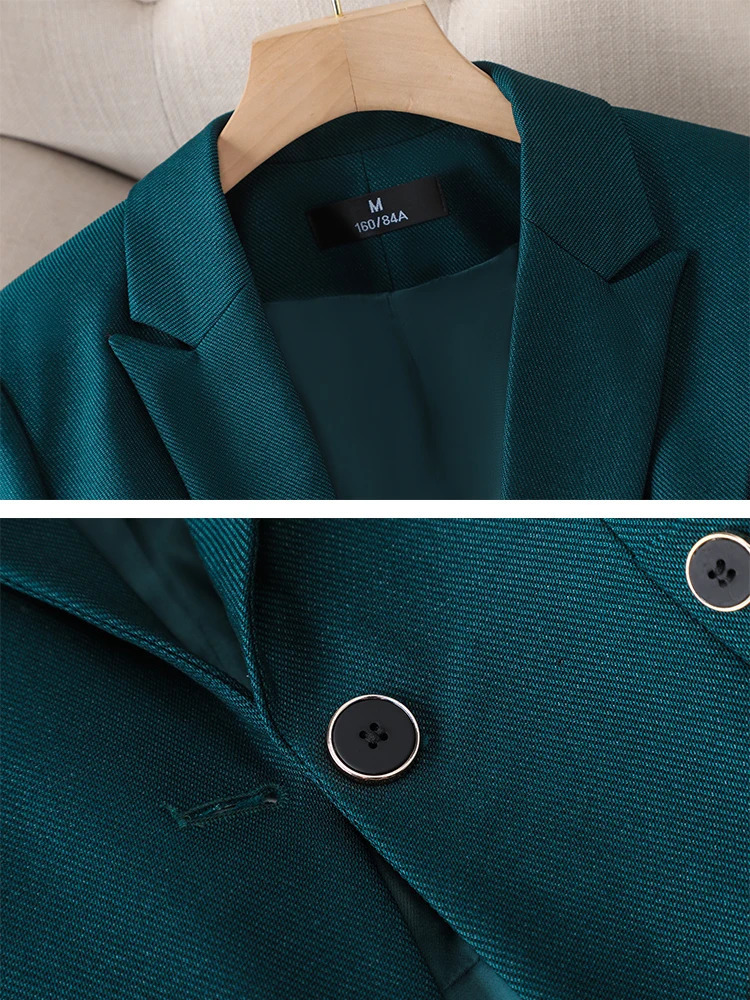 Ladies Blazer And Pant Suit Formal Green Purple Blue Black Solid Women Jacket Trouser Female Business Work Wear 2 Piece Set 240118