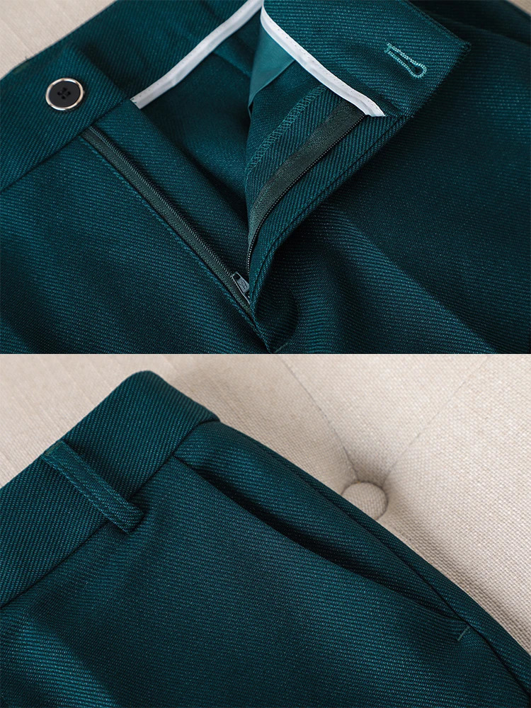 Ladies Blazer And Pant Suit Formal Green Purple Blue Black Solid Women Jacket Trouser Female Business Work Wear 2 Piece Set 240118