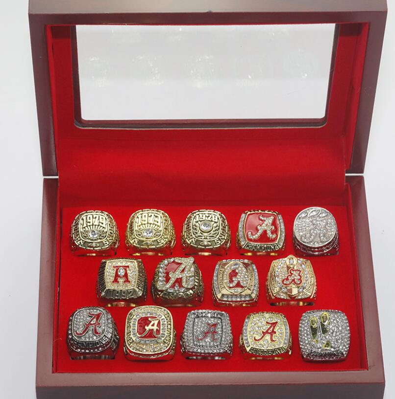 14Pcs Alabama Crimson Roll Tide National American Football Championship Ring Set Souvenir Men Fan Gift Wholesale Drop Delivery Dhyun R250425