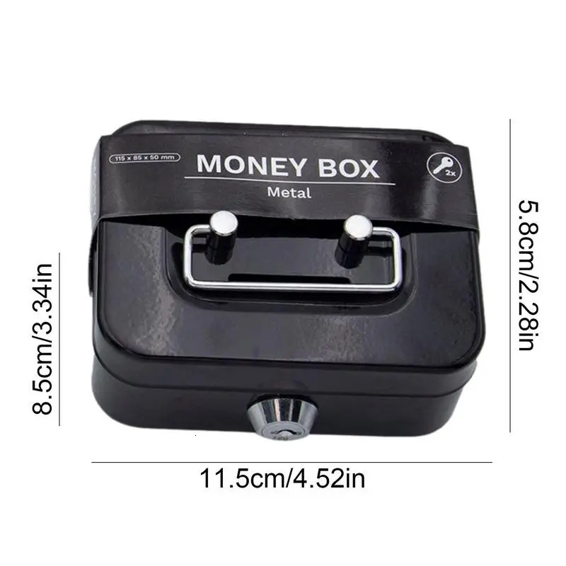 Money Safe Box Mini Cash Box Metal Key Money Bank Small Security Lock Box Portable Sturdy Lockable Coin Boxes For Kids Adults 240118