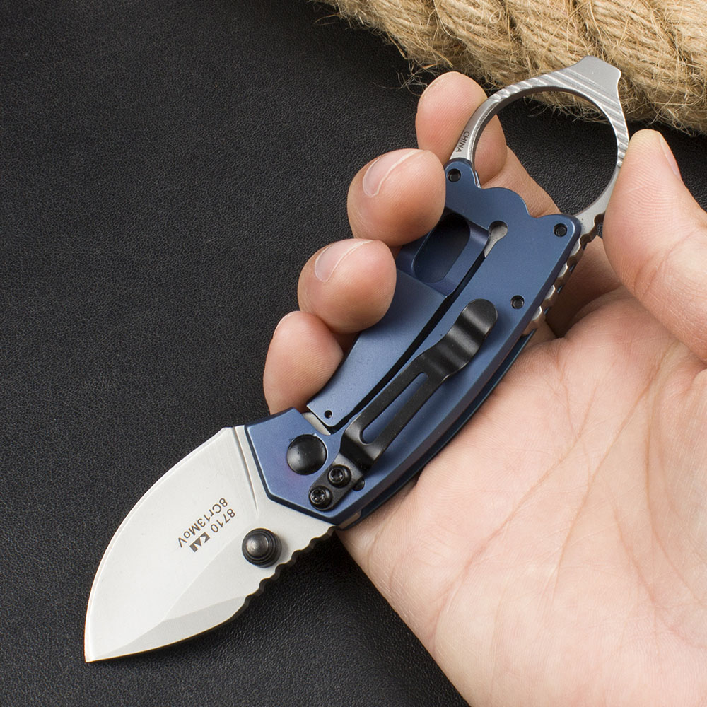 New KS8710 Pocket Folding Knife 8Cr13Mov Titanium Coating Blade Aviation Aluminum Handle Outdoor EDC Pocket Knives with Bottle Opener