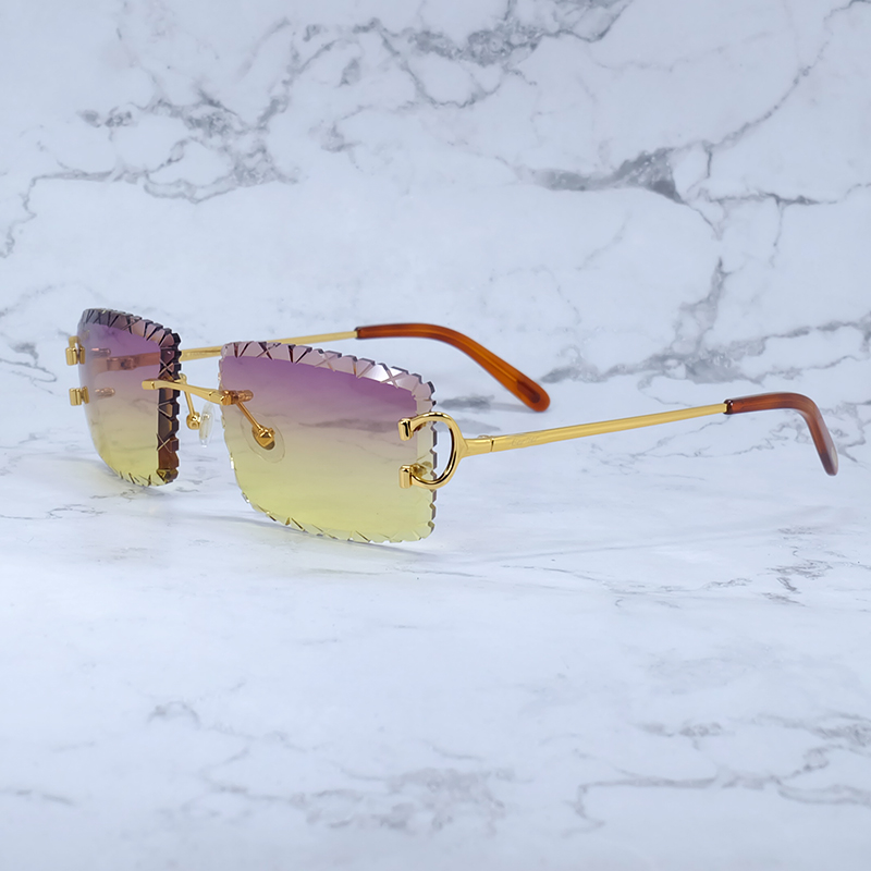 Frameless sunglasses Diamond Cut Sunglasses Designer Wire C Luxury Sun Glasses HipHop Driving Shades Eyewear Rilmess Glasses Gafas De Sol Hombre