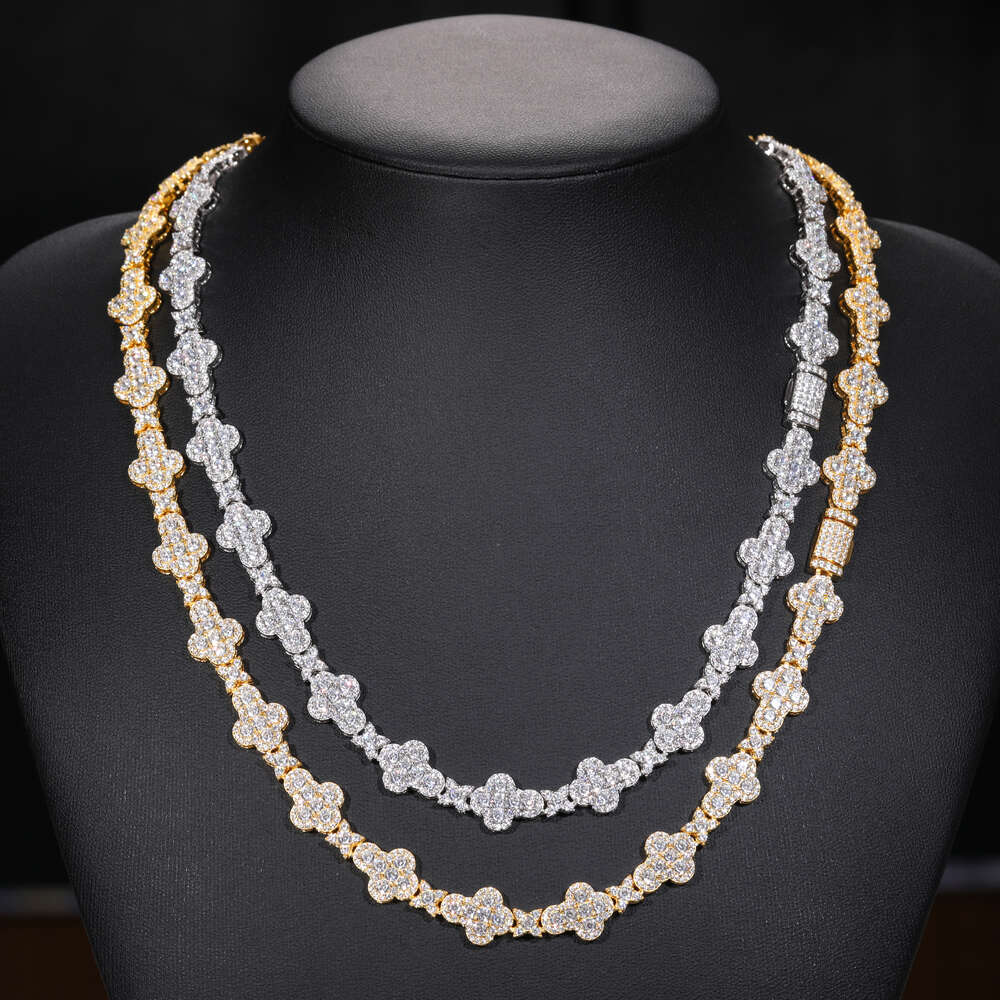 new collection sparkg necklace mens 10mm sterg sier vvs moissanite dia iced out cross star k chain