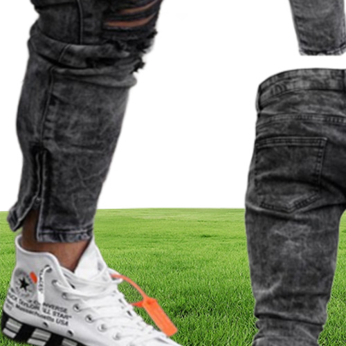 EBaihui European and American Slimfit Ripped Jeans Fashion Black Pants with Zipper Feet Skinny Casual Jeans L0054869546