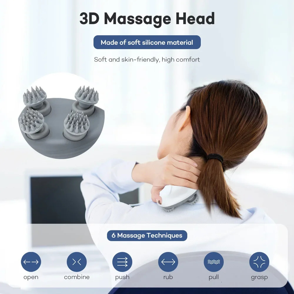 Electric Scalp Head Massager Red Light Therapy Antistress Relax Body Massage Remove Muscle Tension Tiredness Massageador Tool 240118