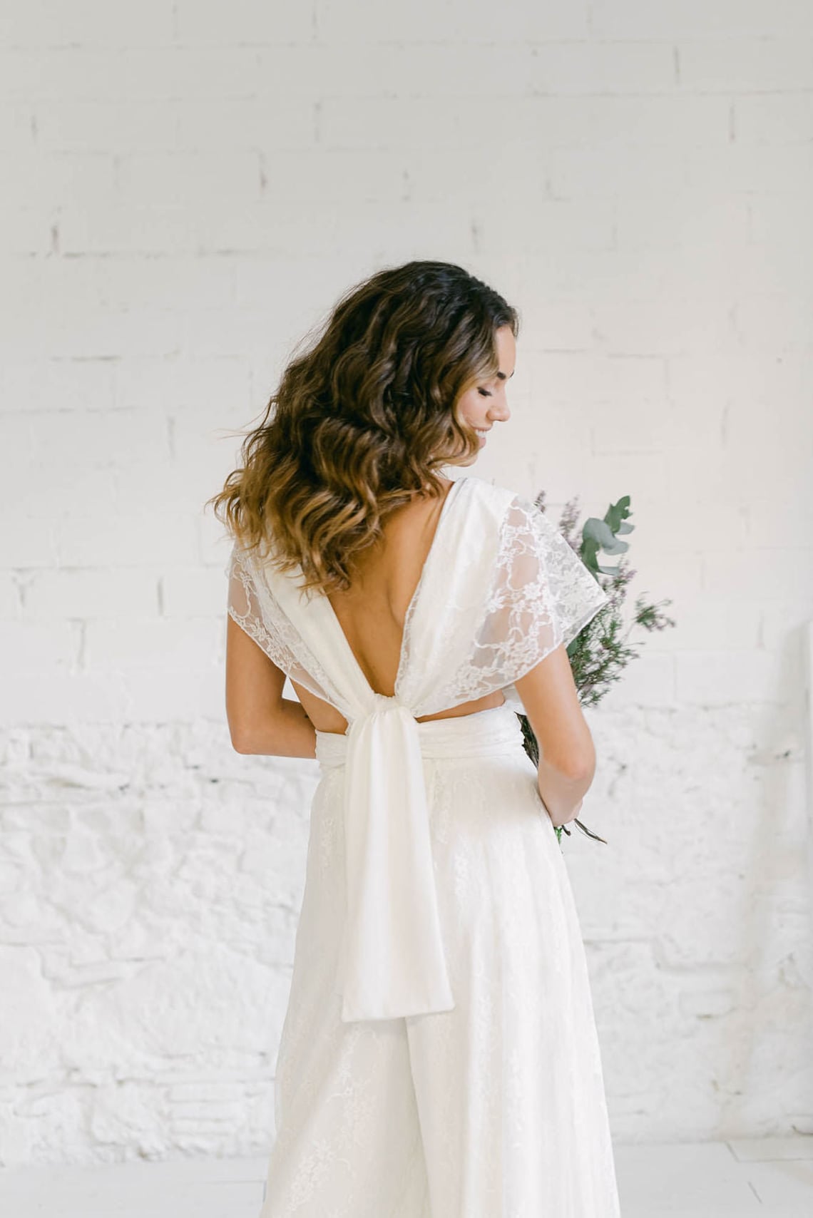 Fairy Lace Wedding Dress Trousers Summer Bridal Gowns V-Neck Short Sleeves Fairy Wedding Gowns