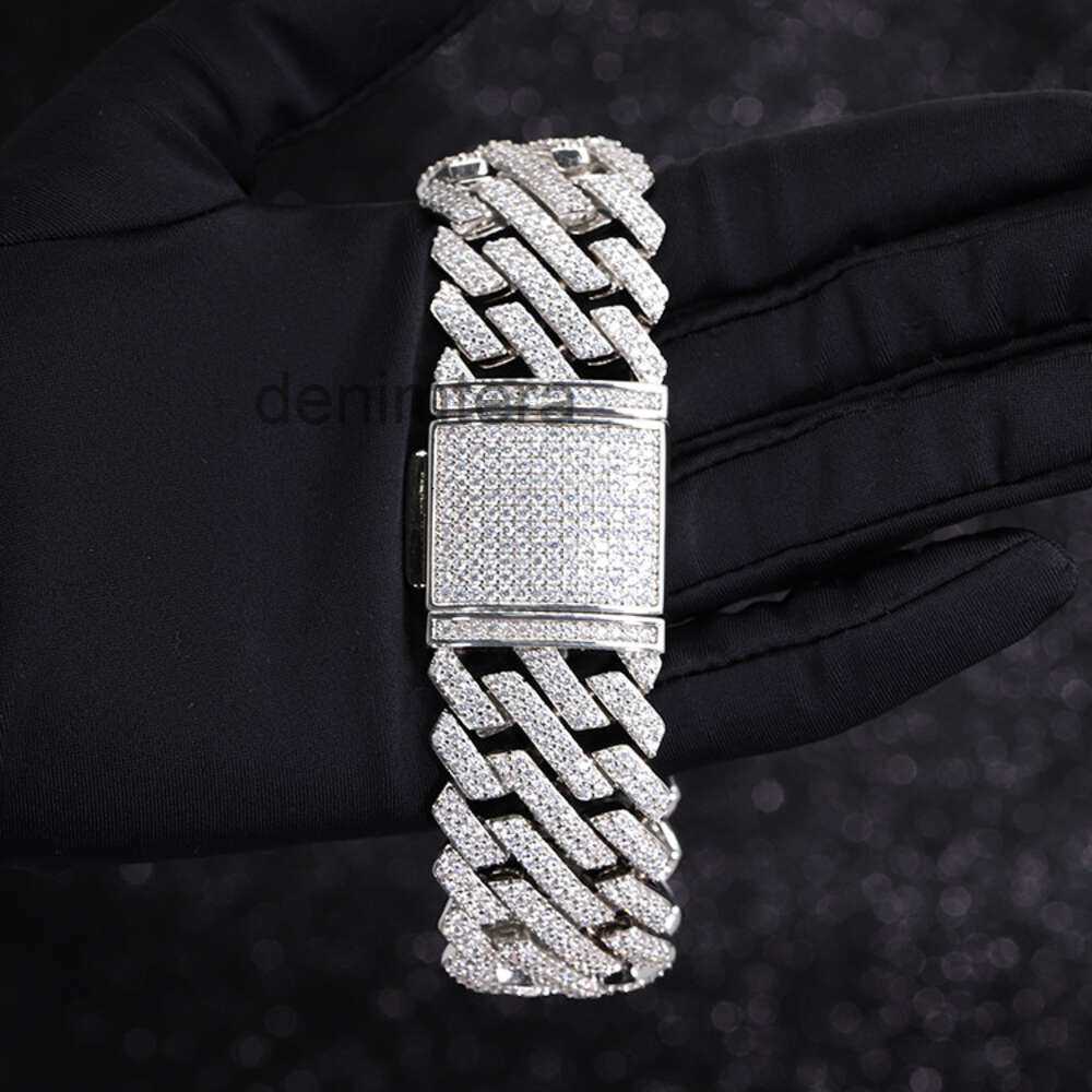 bracelet necklace mossanite Fashion Jewelry Width 26cm 925 Sterling Silver Vvs Round Cut Moissanite Bracelet Iced Out Cuban Link TMXV