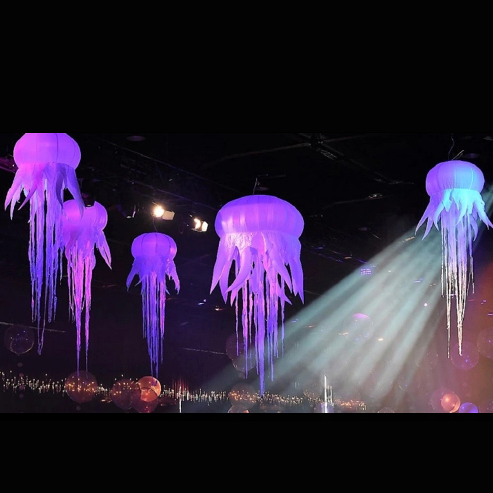 Wholesale Beautiful 2.5mH (8.2ft) With blower led light inflatable jellyfish party wedding stage decorative balloon for sale
