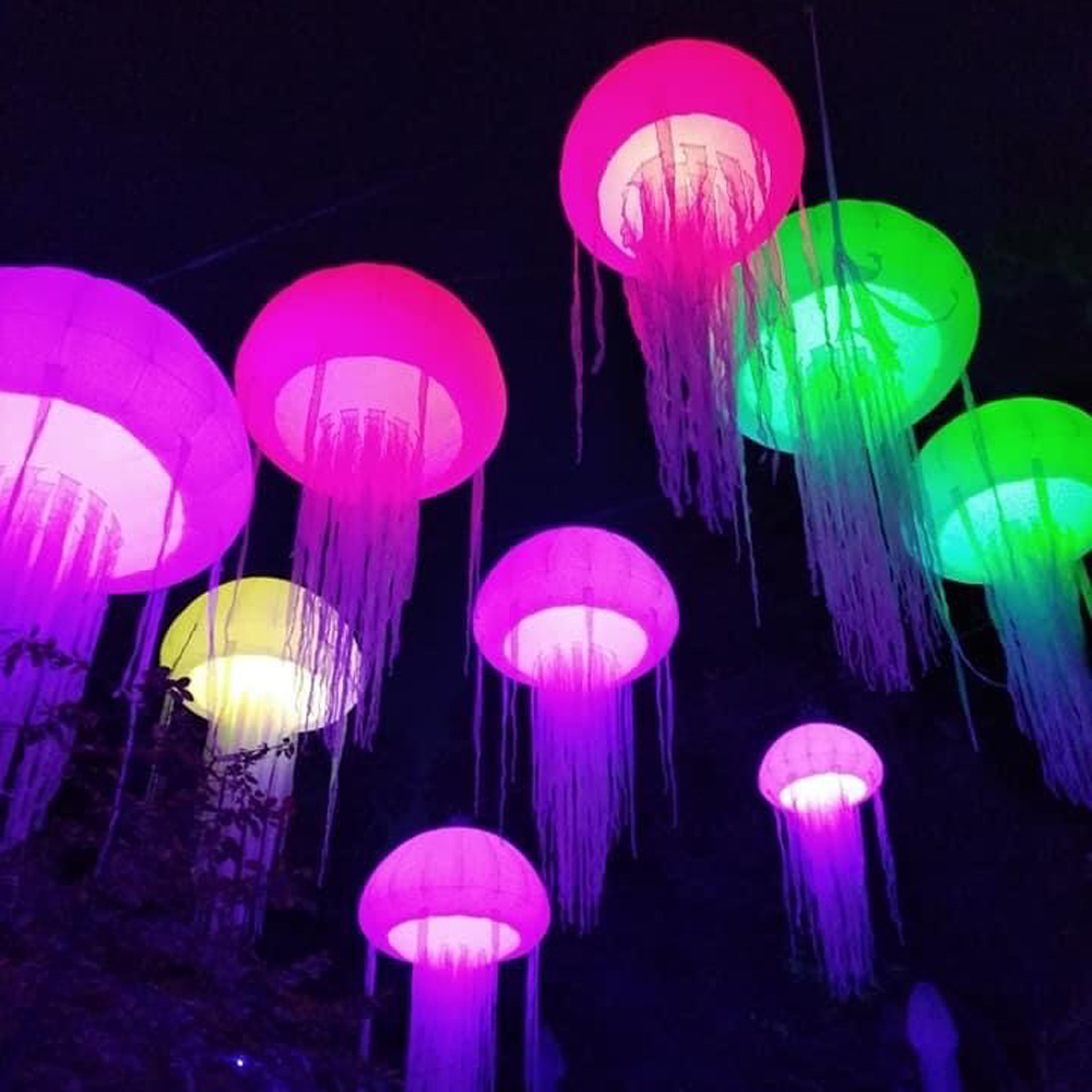 Wholesale Beautiful 2.5mH (8.2ft) With blower led light inflatable jellyfish party wedding stage decorative balloon for sale