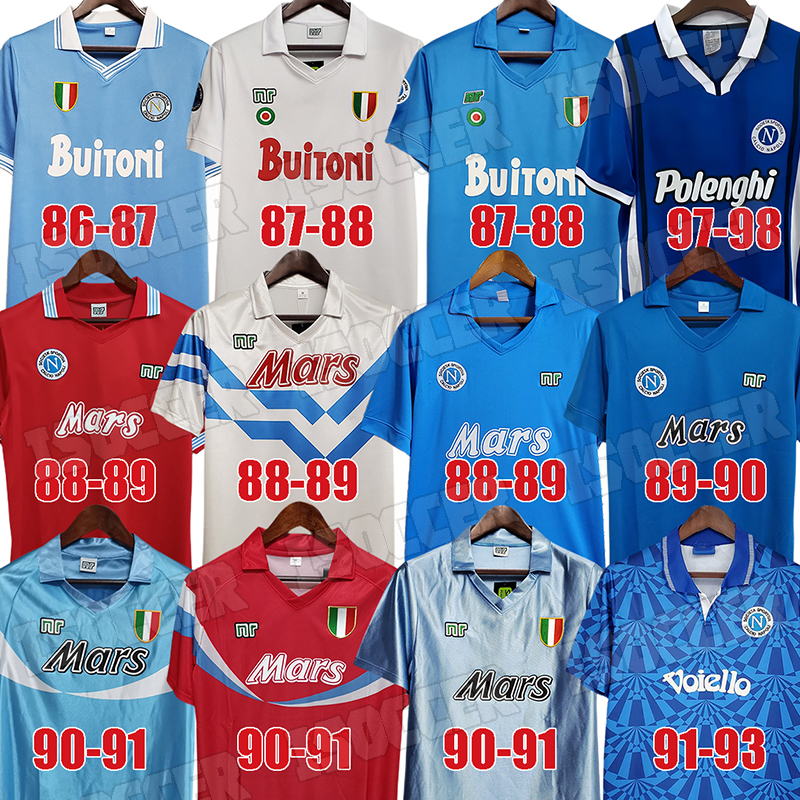 1987 1988 Napoli Retro Soccer Jerseys 87 88 89 90 91 93 97 98 Coppa Italia SSC naples Maradona 10 Vintage Calcio Napoli kits Classic Vintage Neapolitan Football shirt