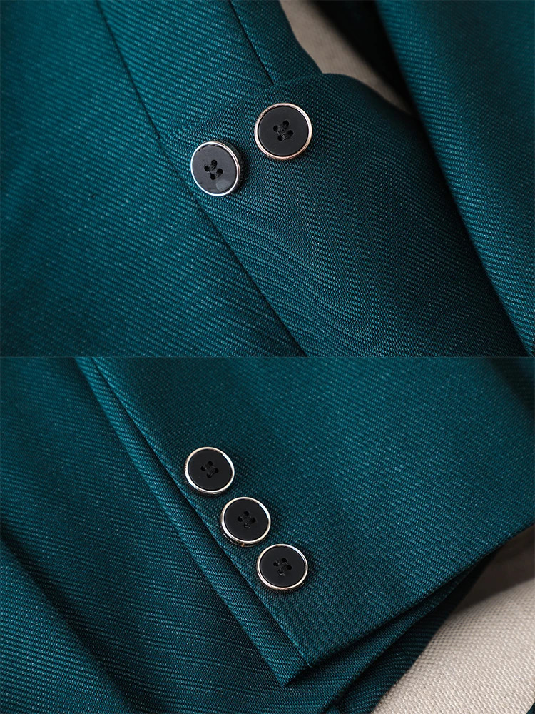 Ladies Blazer And Pant Suit Formal Green Purple Blue Black Solid Women Jacket Trouser Female Business Work Wear 2 Piece Set 240118