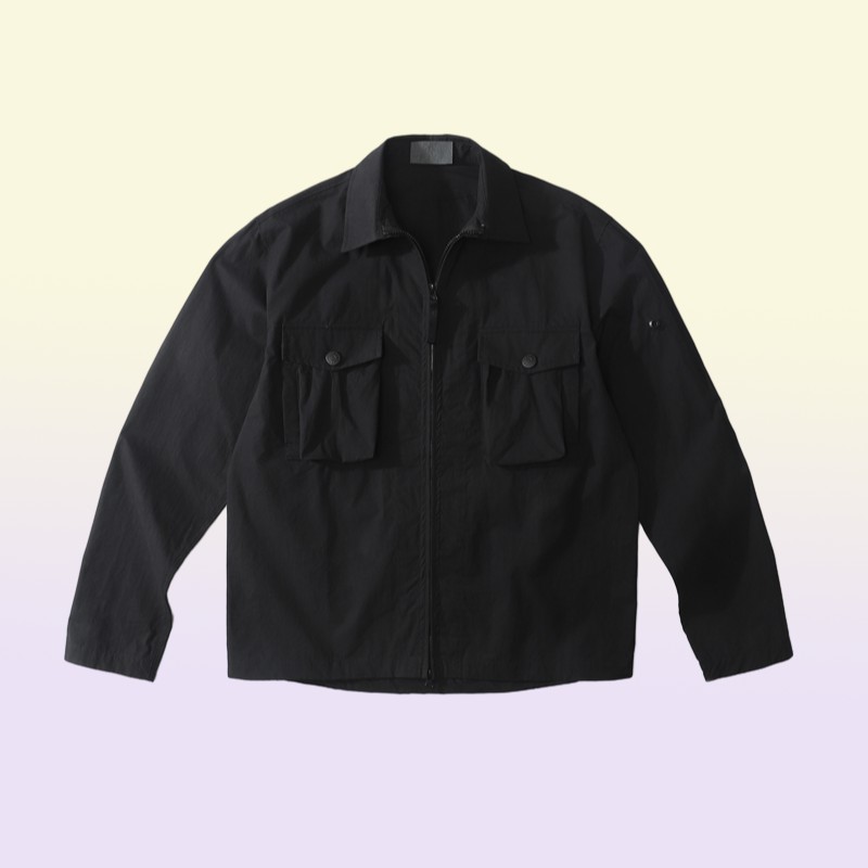 Men039s Casual Shirts Spring and Autumn 2021ss Ghost Piece Overshirt Cotton Nylon Tela Mens Street Fashion Shirt All Black Armb