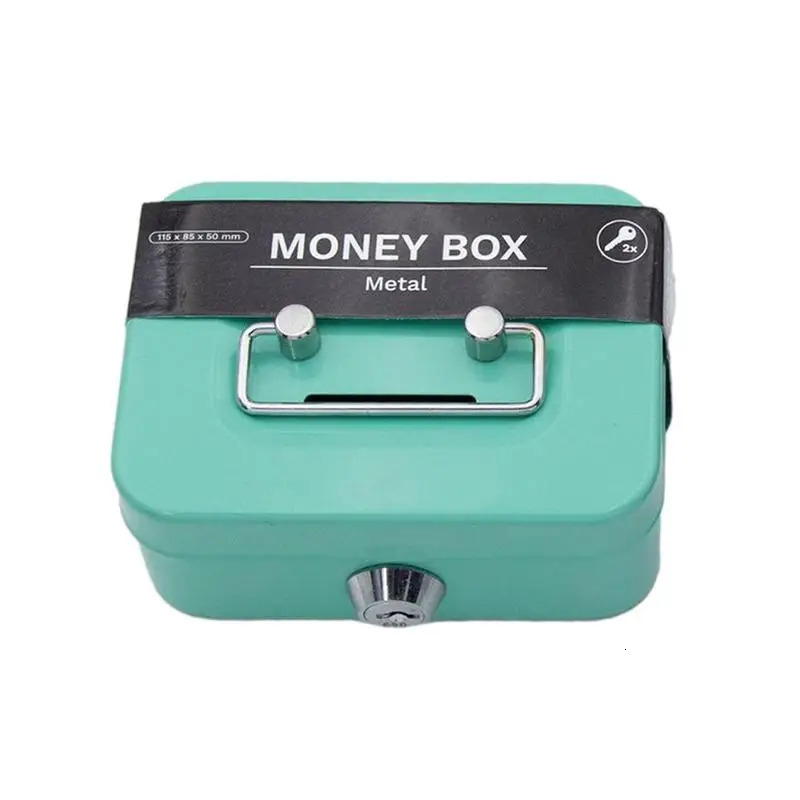 Money Safe Box Mini Cash Box Metal Key Money Bank Small Security Lock Box Portable Sturdy Lockable Coin Boxes For Kids Adults 240118