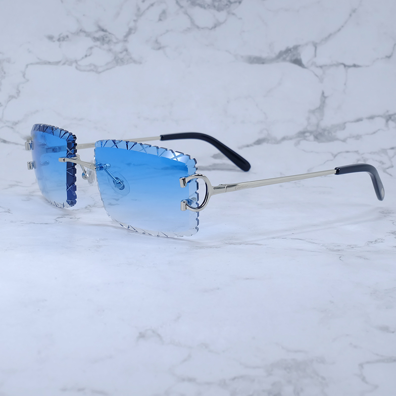 Frameless sunglasses Diamond Cut Sunglasses Designer Wire C Luxury Sun Glasses HipHop Driving Shades Eyewear Rilmess Glasses Gafas De Sol Hombre