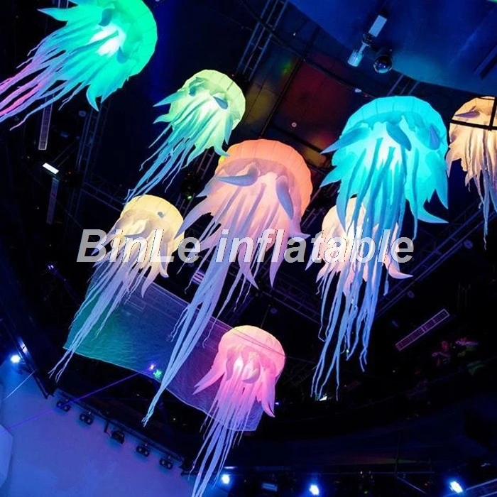 Wholesale Beautiful 2.5mH (8.2ft) With blower led light inflatable jellyfish party wedding stage decorative balloon for sale