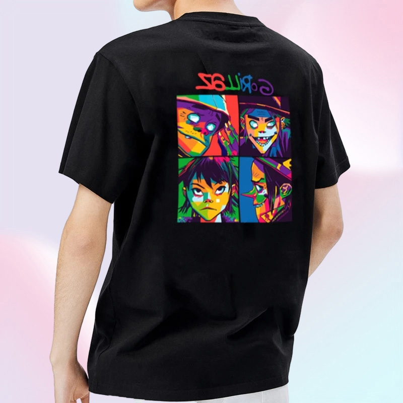 summer brand music band gorillaz Tshirt cotton tops tees Male short sleeve boy casual Anime t shirt fashion hiphop punk
