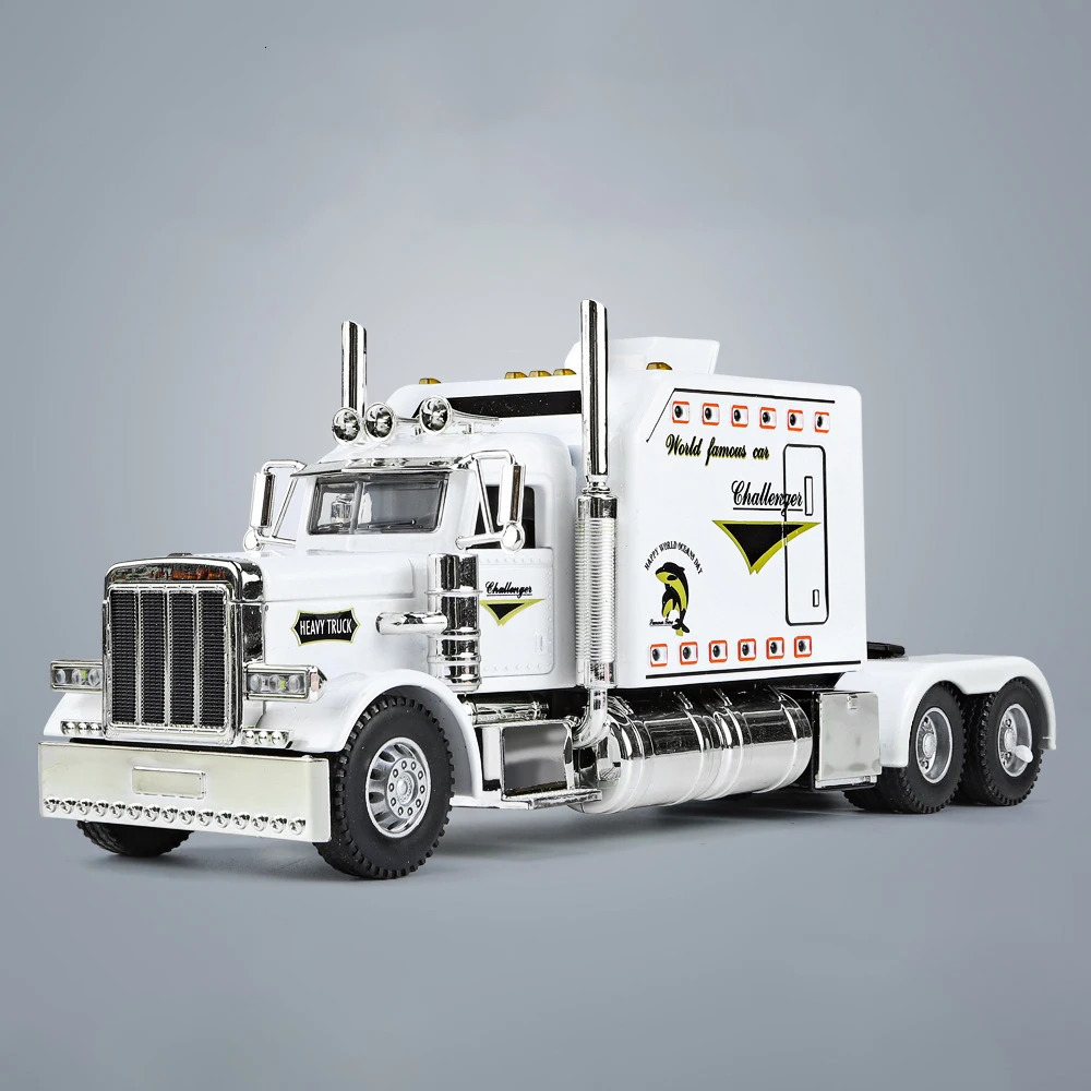 1 24 Peterbilt 389 Tractors Truck Alloy Model Car Toy Diecasts Metal Casting Sound and Light Car Toys For Children Vehicle 240118
