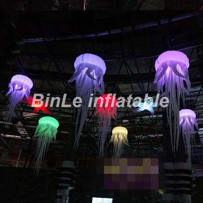 Wholesale Beautiful 2.5mH (8.2ft) With blower led light inflatable jellyfish party wedding stage decorative balloon for sale