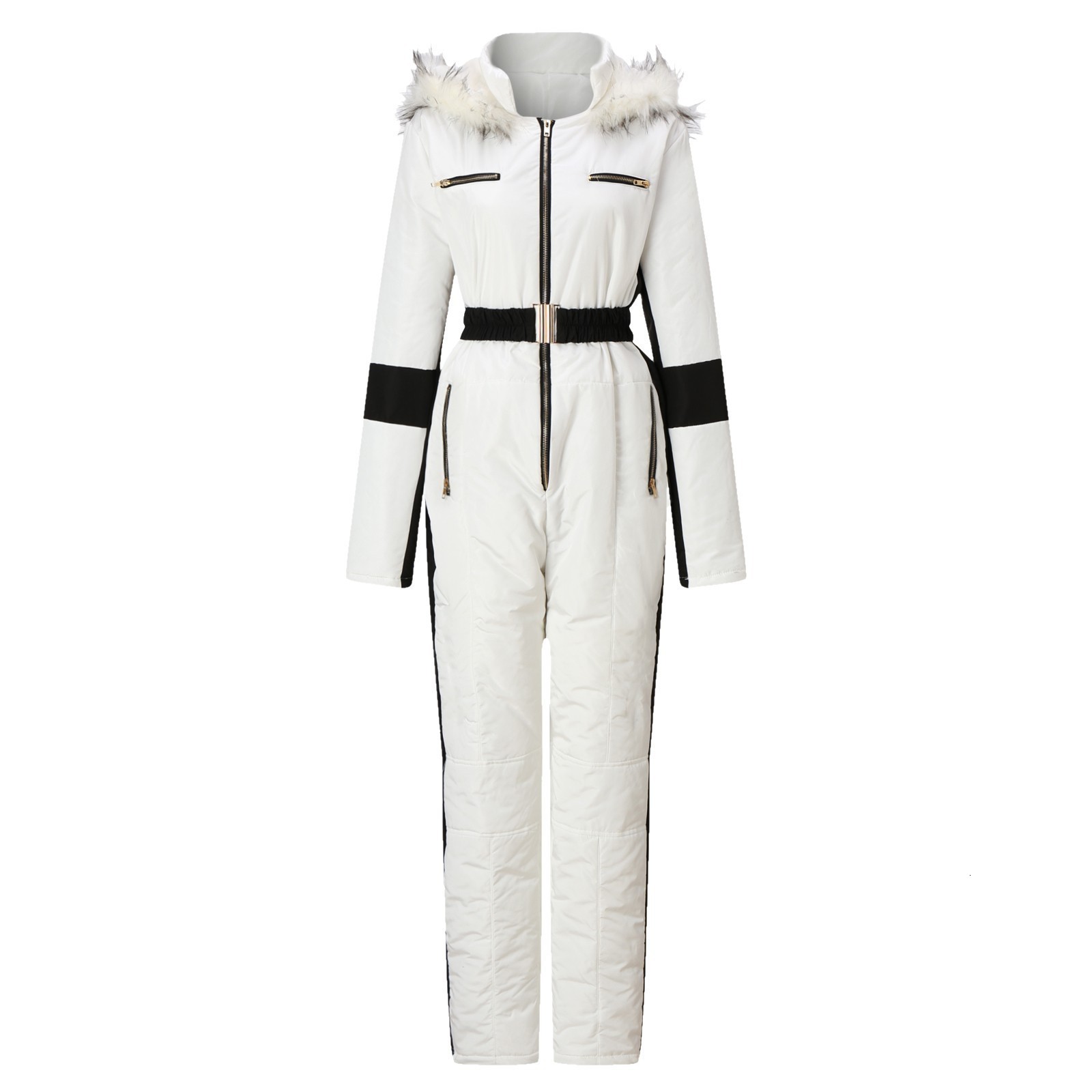 Winter Patchwork Ski Jumpsuits For Women Long Sleeve Waterproof Windproof Skiing Overall Female Elegant Skateboard Jumpsuit 240112