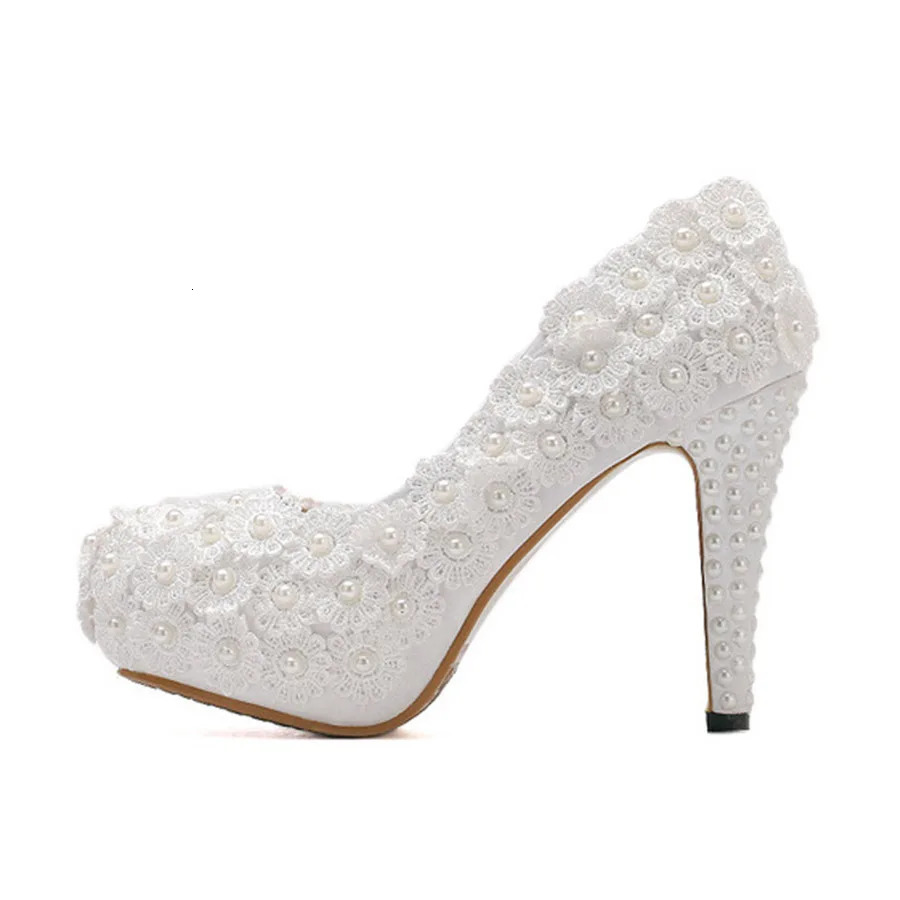 KNCOKAR Wedding Shoes Bride Lace Pumps Women With Crystal High Heels Pointed Toe Ladies HighHeeled 240119