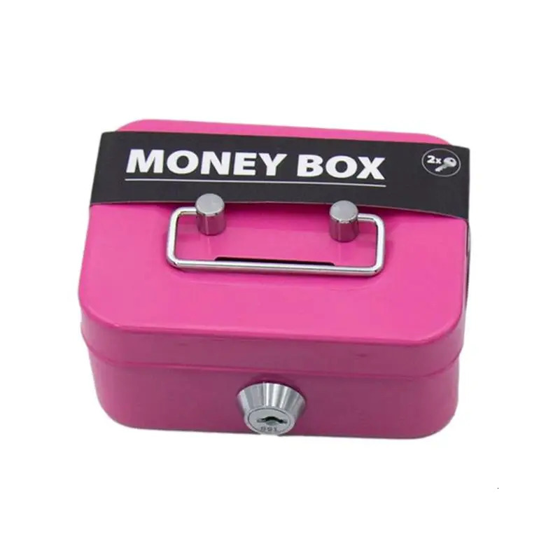 Money Safe Box Mini Cash Box Metal Key Money Bank Small Security Lock Box Portable Sturdy Lockable Coin Boxes For Kids Adults 240118