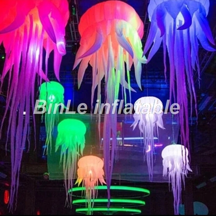 Wholesale Beautiful 2.5mH (8.2ft) With blower led light inflatable jellyfish party wedding stage decorative balloon for sale
