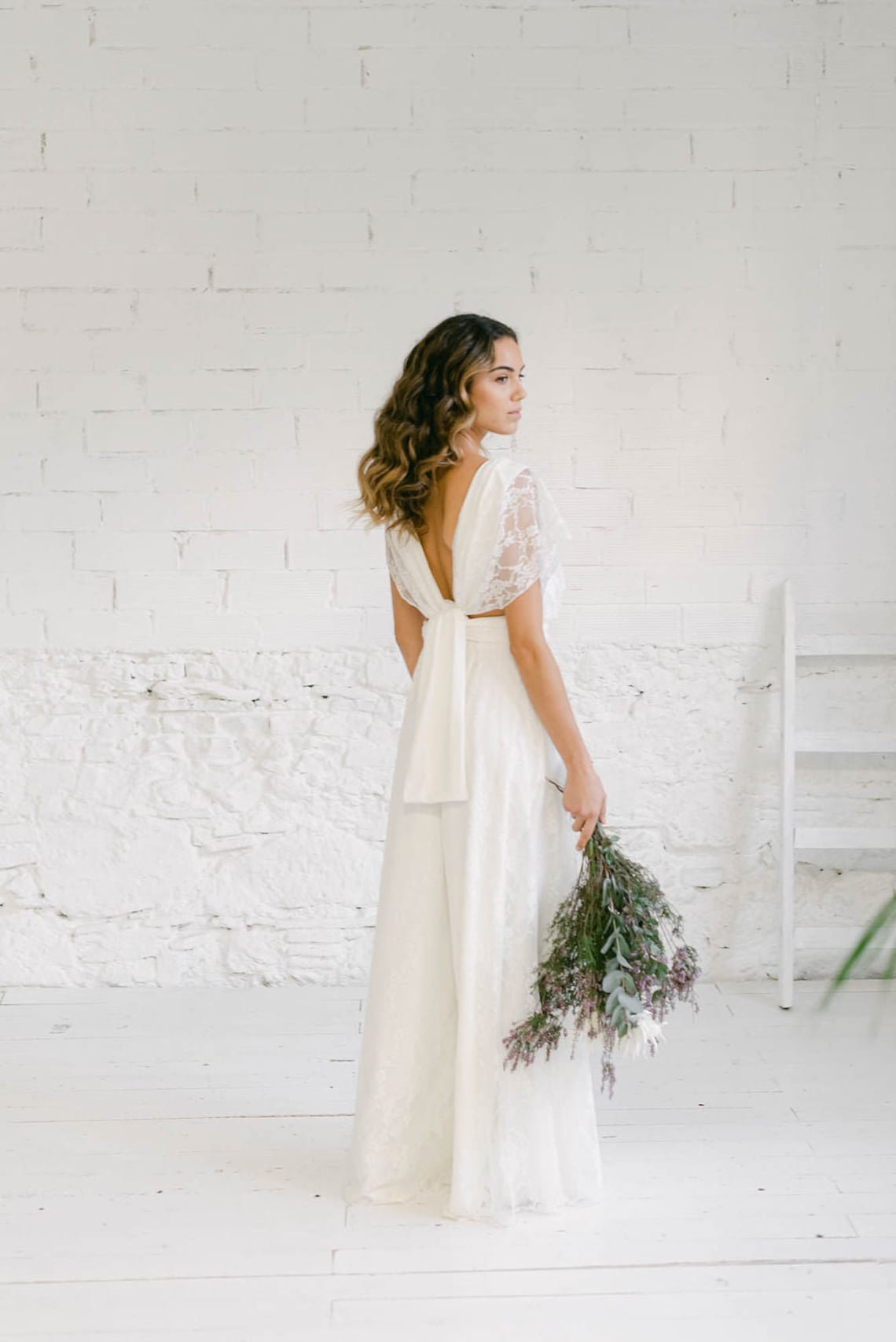 Fairy Lace Wedding Dress Trousers Summer Bridal Gowns V-Neck Short Sleeves Fairy Wedding Gowns