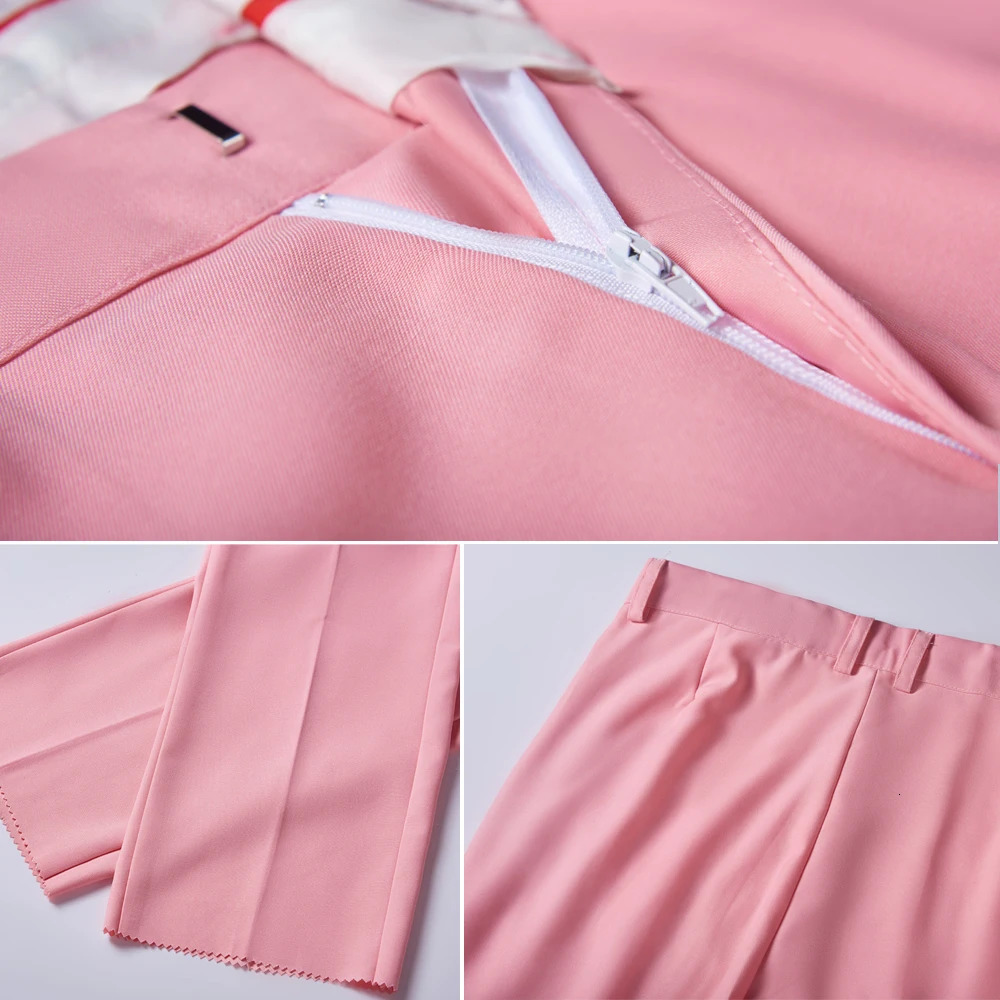 Men Fashion Pink red Boutique Solid Color Official Business Suit Pants Men Groom Wedding Dress Suit Pants Mens Trousers 240124