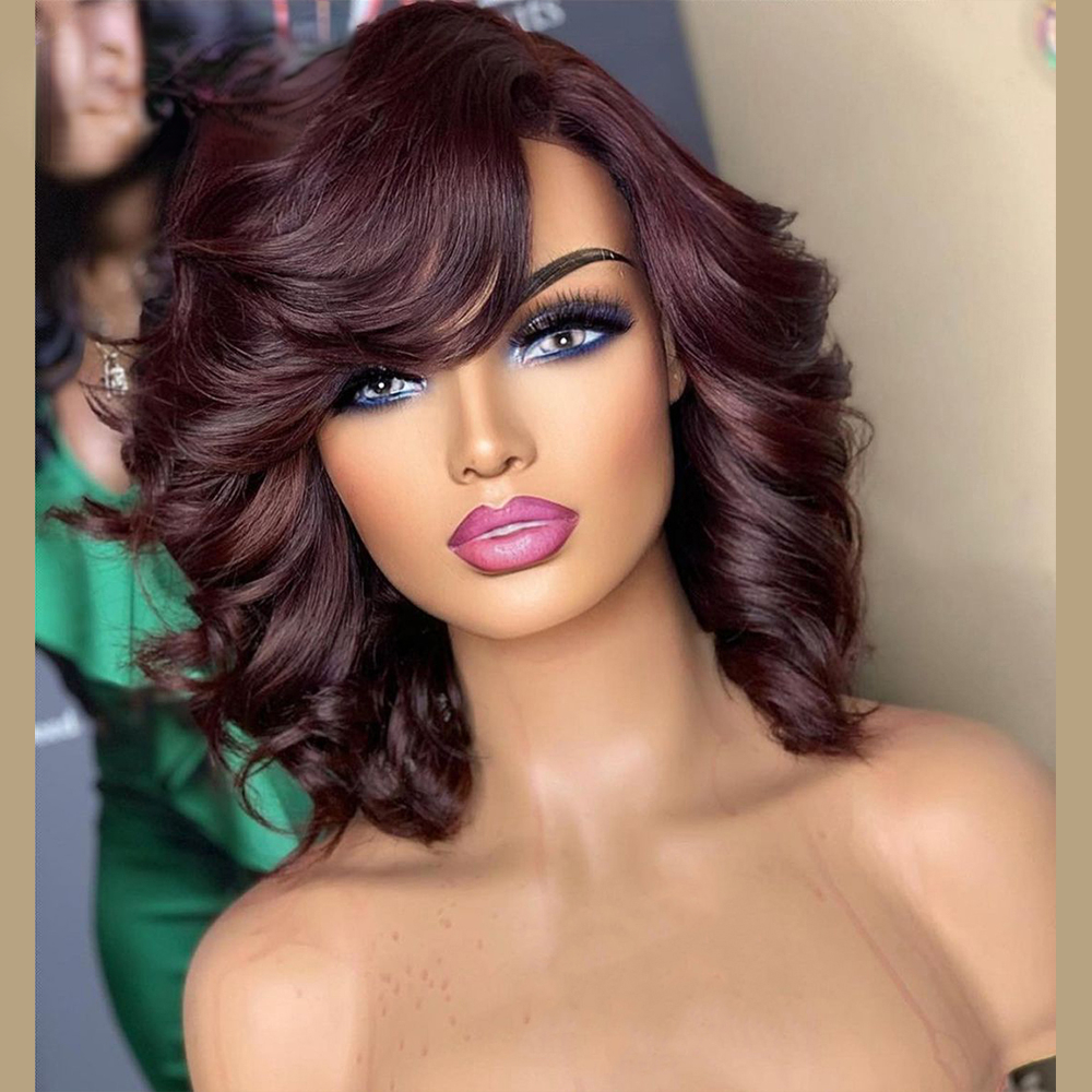 Ombre Honey Blonde Remy Human Hair Short Bob Wig for Women Glueless Transparent HD Lace 613 Body Wave 13x4 Frontal Wigs Synthetic