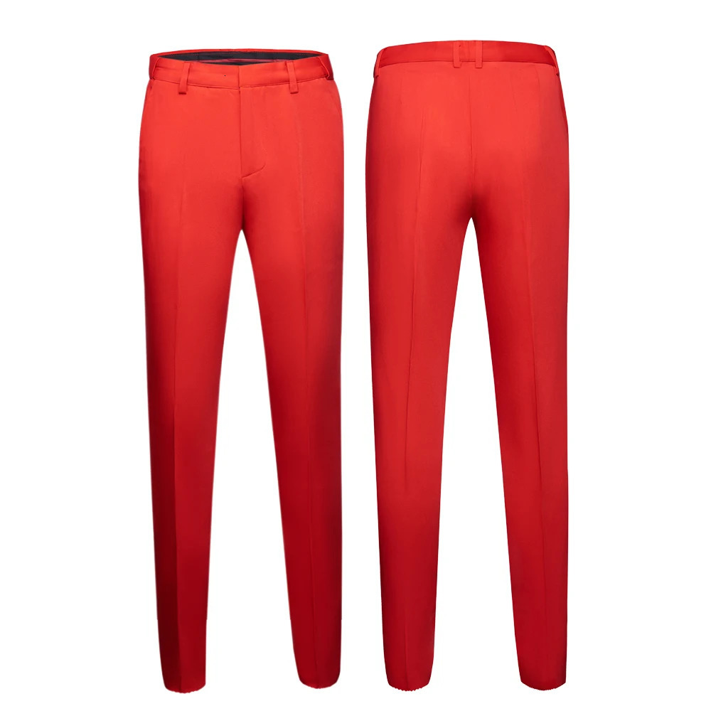 Men Fashion Pink red Boutique Solid Color Official Business Suit Pants Men Groom Wedding Dress Suit Pants Mens Trousers 240124