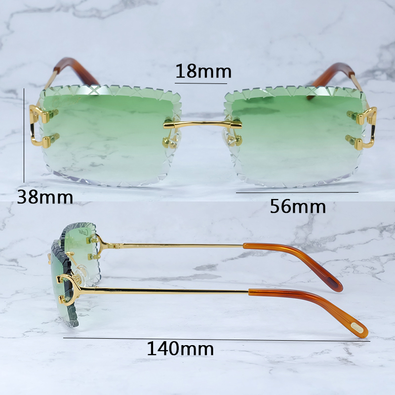 Frameless sunglasses Diamond Cut Sunglasses Designer Wire C Luxury Sun Glasses HipHop Driving Shades Eyewear Rilmess Glasses Gafas De Sol Hombre