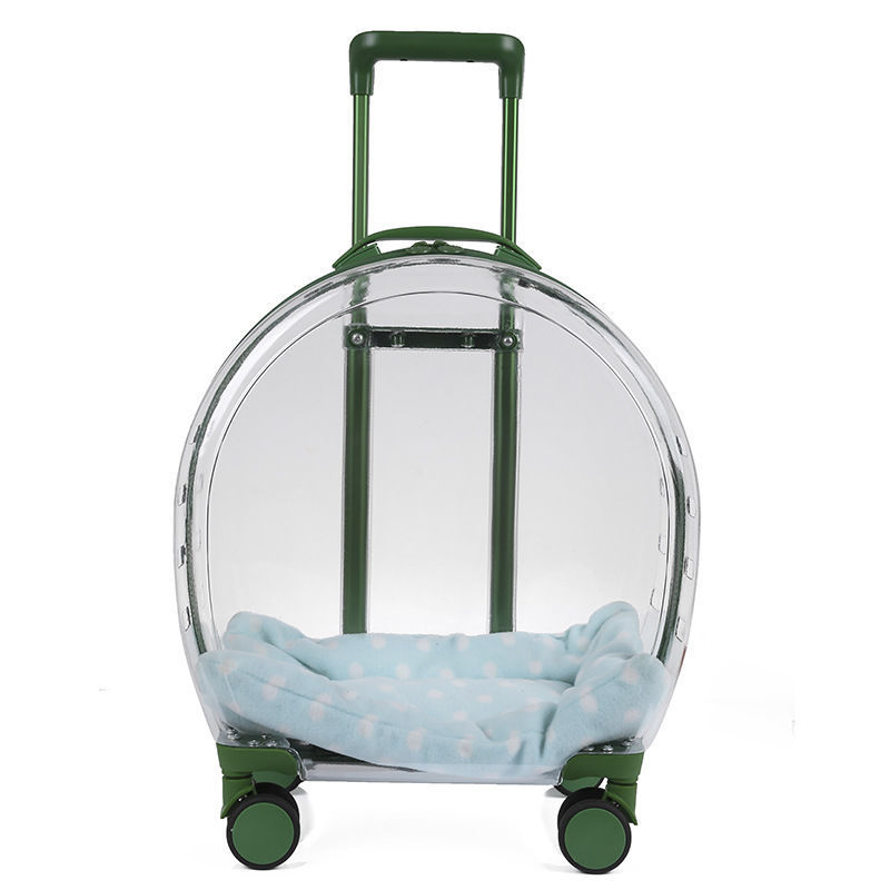 2026 transparent cat carrying case large capacity cat dog aviation case pet transparent pull rod space capsule portable outdoor bubble Draw bar box Pe