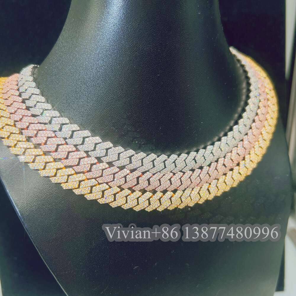 10mm Necklaces for Women 925 Sterling Silver Vvs Moissanite Diamond Cuban Chain Hip Hop Necklace