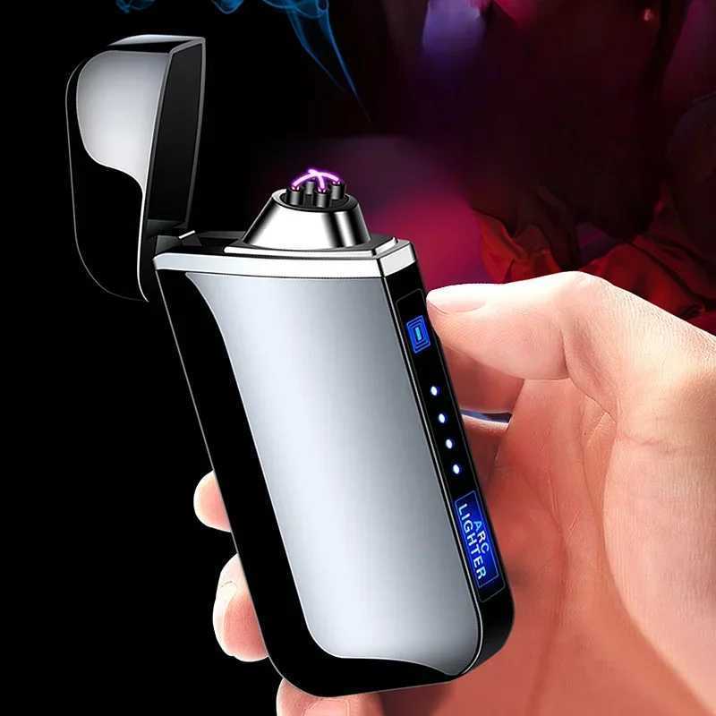 Lighters New Electric USB Charging Pulse Plasma Flameless Touch Sensing Metal Outdoor Windproof Cigar Candle Lighter Gift for Men YQ240124 W260202