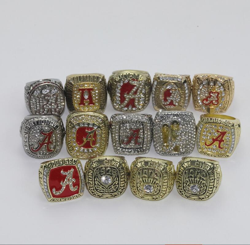 14Pcs Alabama Crimson Roll Tide National American Football Championship Ring Set Souvenir Men Fan Gift Wholesale Drop Delivery Dhyun R250425