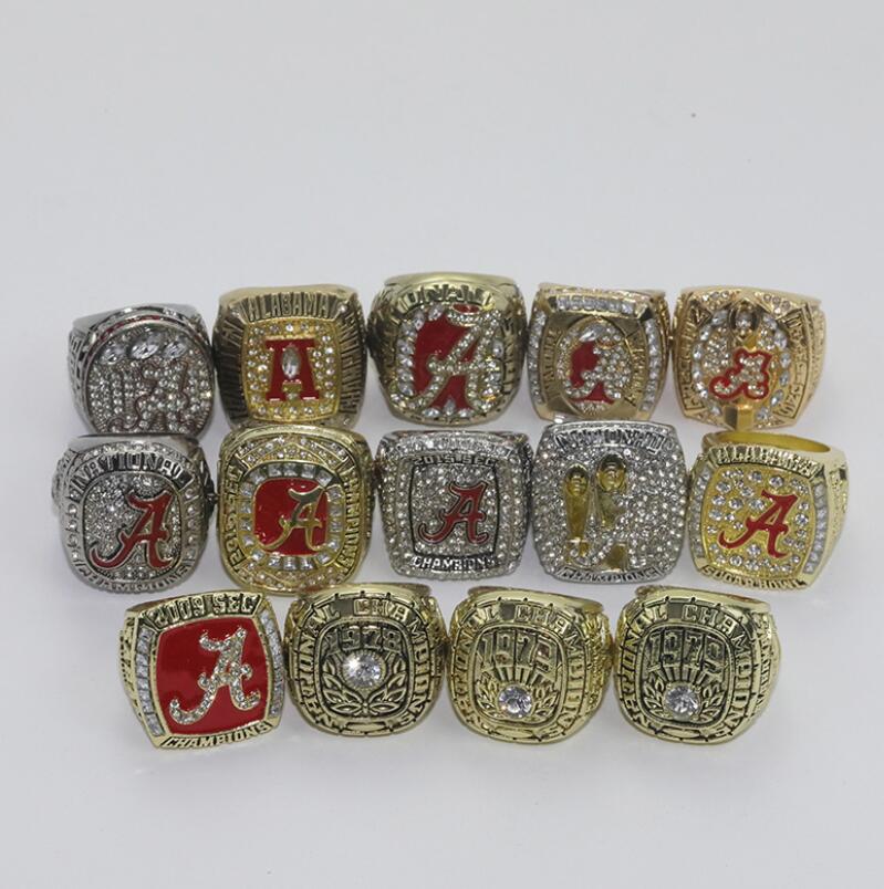 14Pcs Alabama Crimson Roll Tide National American Football Championship Ring Set Souvenir Men Fan Gift Wholesale Drop Delivery Dhyun R250425