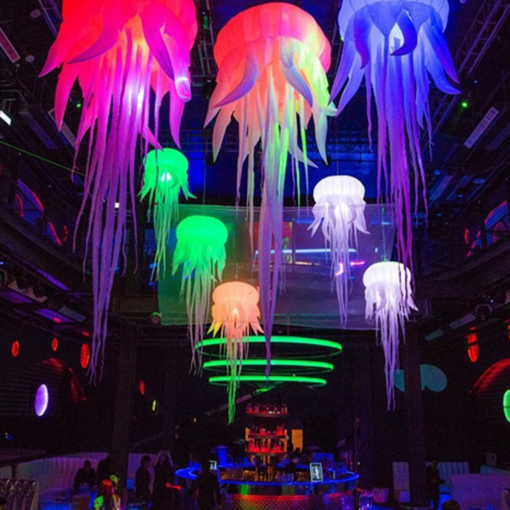 Wholesale Beautiful 2.5mH (8.2ft) With blower led light inflatable jellyfish party wedding stage decorative balloon for sale