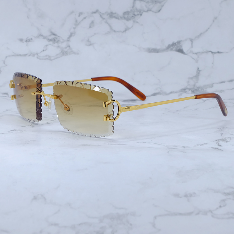 Frameless sunglasses Diamond Cut Sunglasses Designer Wire C Luxury Sun Glasses HipHop Driving Shades Eyewear Rilmess Glasses Gafas De Sol Hombre