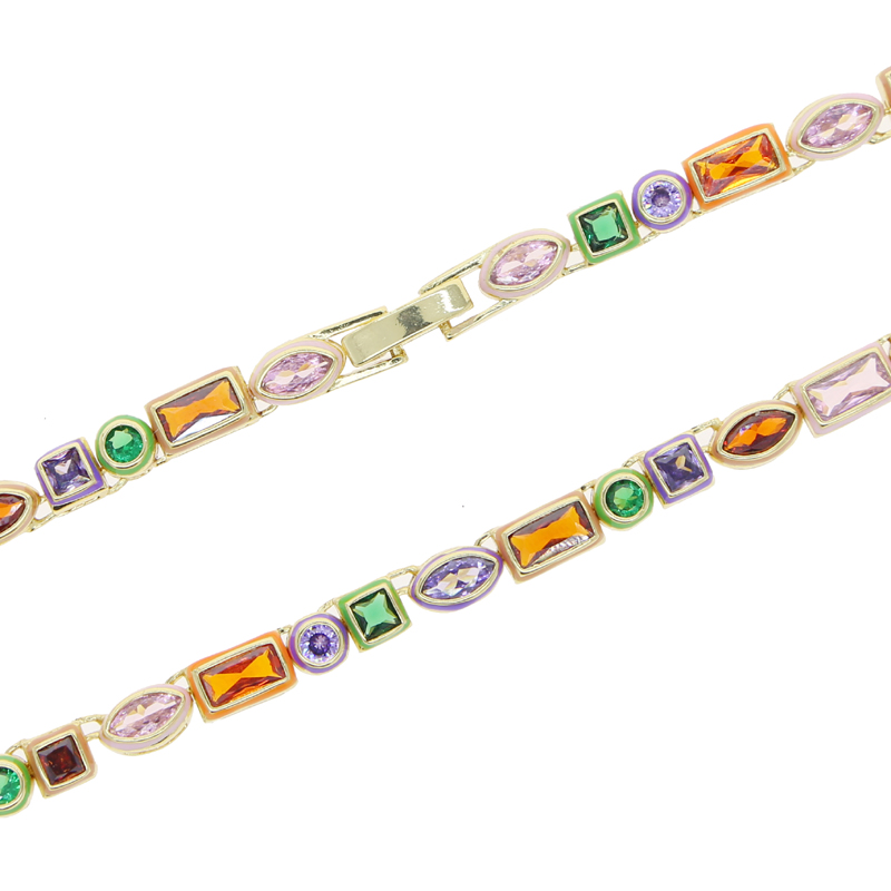 Rainbow Tennis Chain Choker Necklace: Iced Out Zircon Cubic Zirconia Gold Plated Jewelry 2e45
