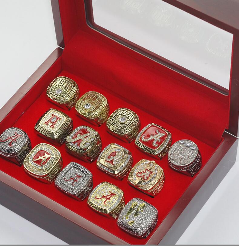 14Pcs Alabama Crimson Roll Tide National American Football Championship Ring Set Souvenir Men Fan Gift Wholesale Drop Delivery Dhyun R250425
