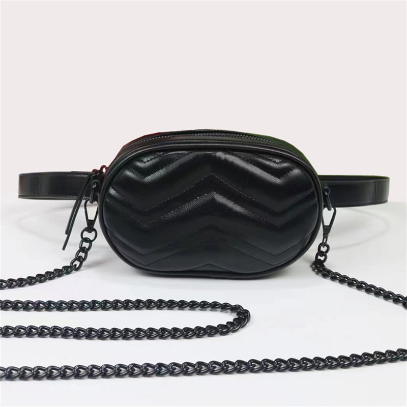 Luxury Brand Designer Belt Bag Waist Fanypack Bags with Adjustable Strap Balck Gold Chain Long1739/7735