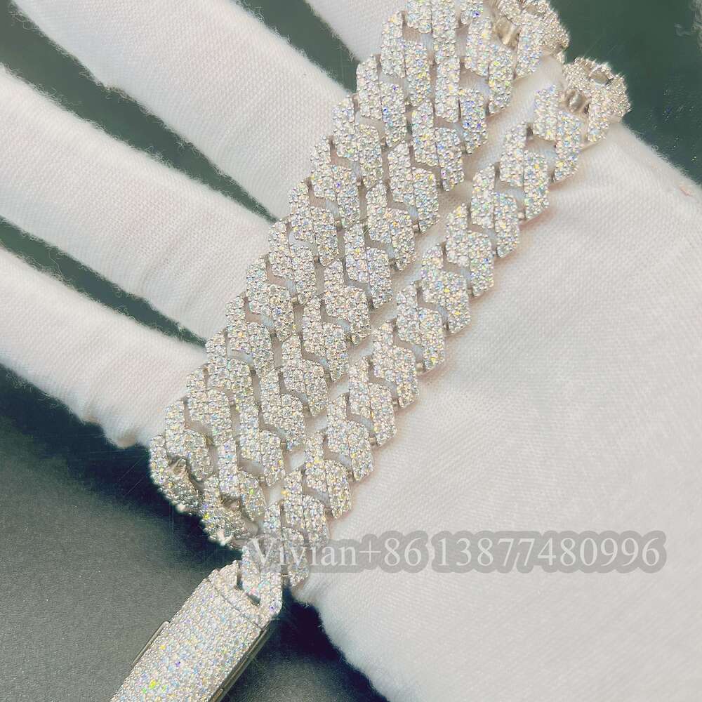 10mm Necklaces for Women 925 Sterling Silver Vvs Moissanite Diamond Cuban Chain Hip Hop Necklace