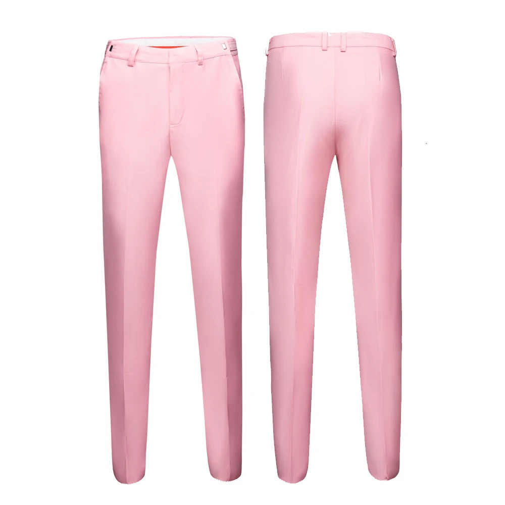 Men Fashion Pink red Boutique Solid Color Official Business Suit Pants Men Groom Wedding Dress Suit Pants Mens Trousers 240124