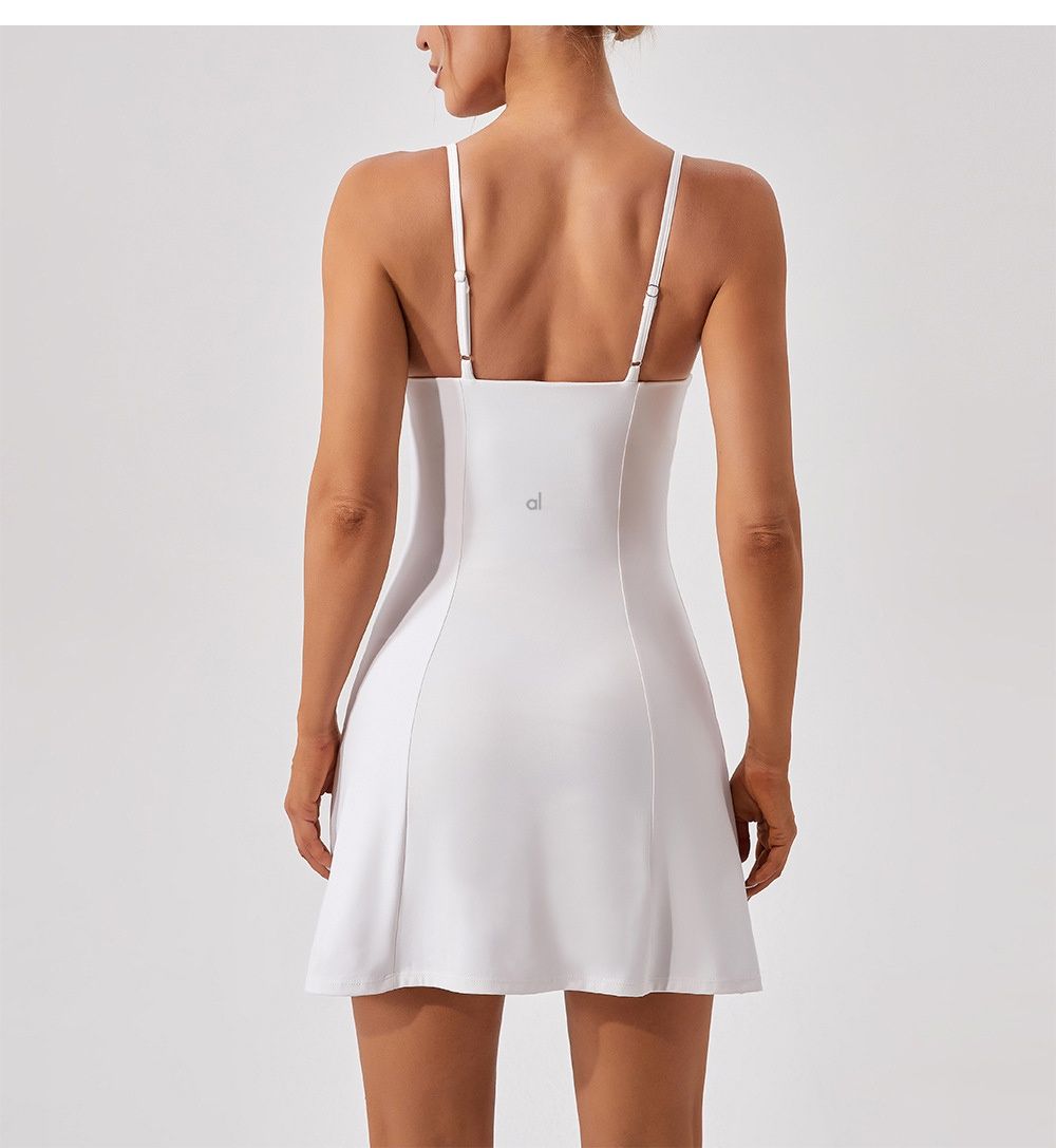 2025-- Yoga Thin Strap Dress Tennis Tank Top Dresses with Chest Pads High Elastic Slim Fit Sweat-Wicking Breathable Sports Skirts For Outdoor Leisure 