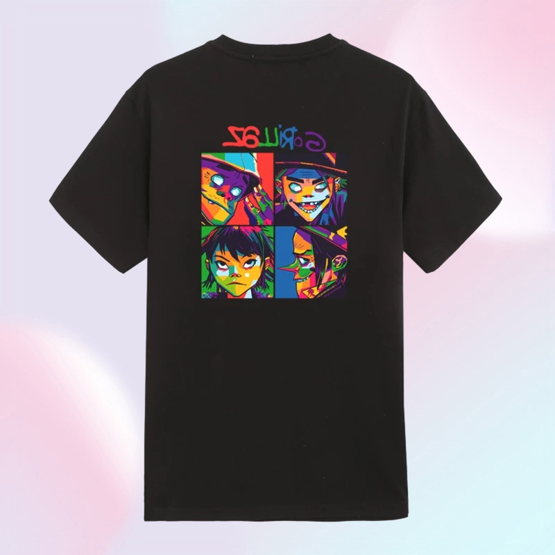 summer brand music band gorillaz Tshirt cotton tops tees Male short sleeve boy casual Anime t shirt fashion hiphop punk