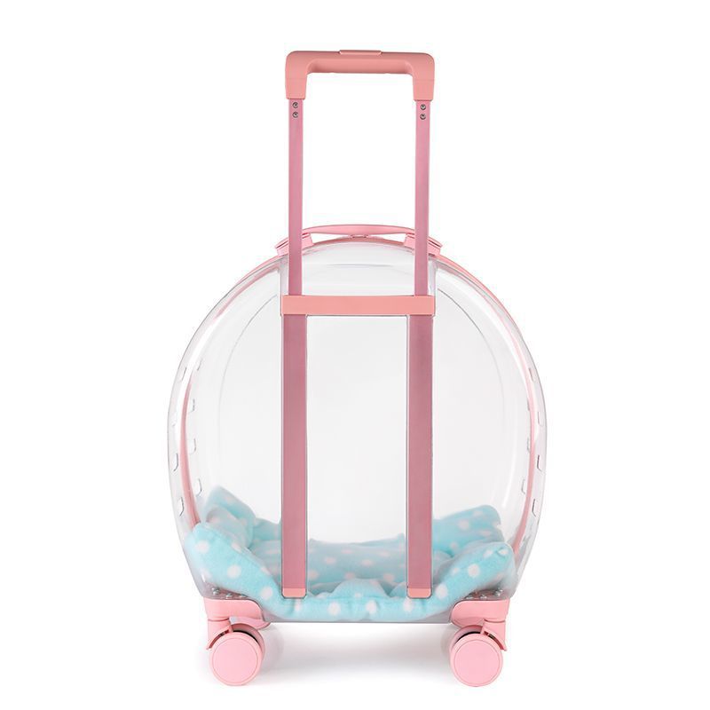 2026 transparent cat carrying case large capacity cat dog aviation case pet transparent pull rod space capsule portable outdoor bubble Draw bar box Pe
